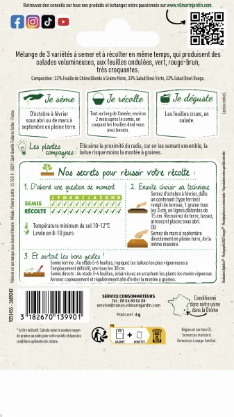 Potagères - Laitue Salad Bowl en mélange - MEDIA_PACKAGING_VERSO
