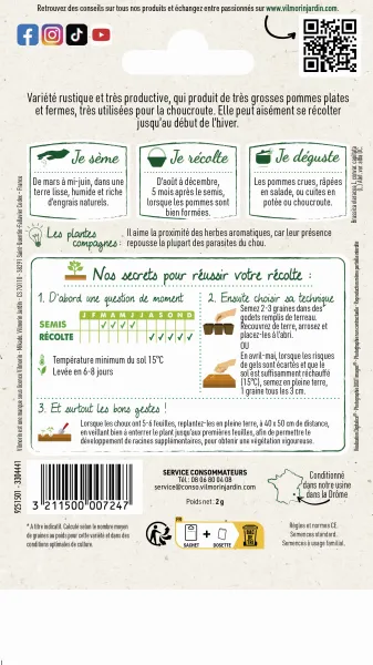 Potagères - Chou Blanc Quintal d'Alsace - MEDIA_PACKAGING_VERSO
