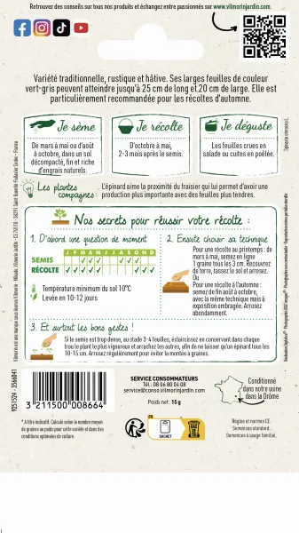 Potagères - Epinard Monstrueux de Viroflay - MEDIA_PACKAGING_VERSO