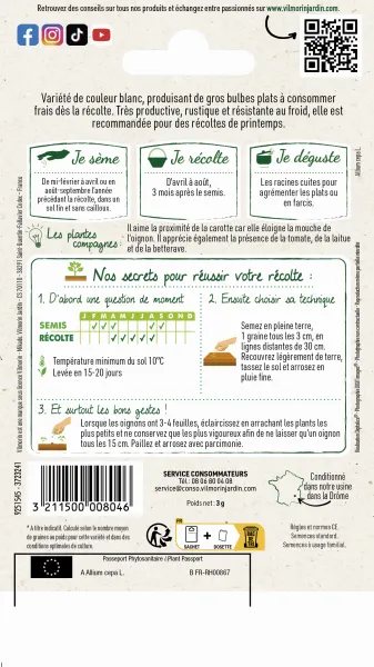 Potagères - Oignon Blanc Hâtif de Paris - MEDIA_PACKAGING_VERSO