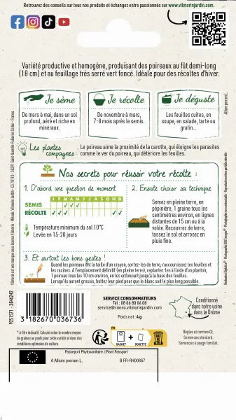 Potagères - Poireau Ténor - MEDIA_PACKAGING_VERSO