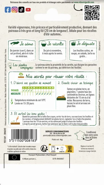 Potagères - Poireau Géant Précoce race Major - MEDIA_PACKAGING_VERSO