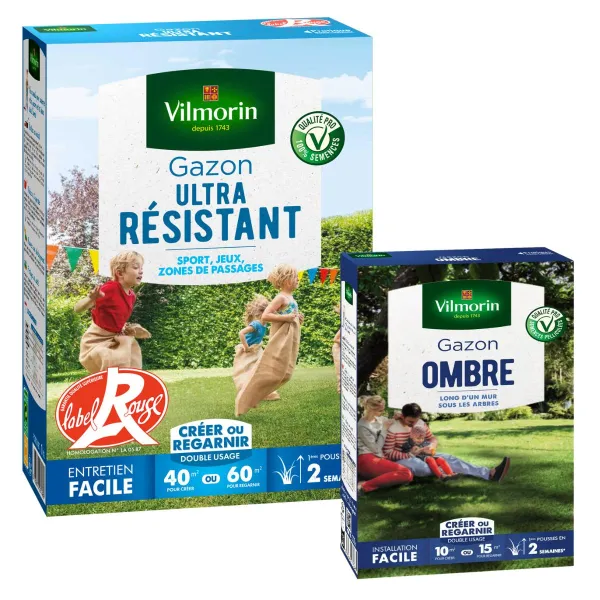 Ultra résistant - Gazon Ultra Résistant - Label Rouge - 1 kg + Gazon Ombre - 250 g - face recto