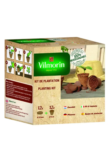 Accessoires pour semer - Kit de Plantation - 12 godets et 12 pastilles - PACKAGING_3D_RECTO