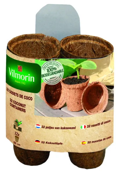 Accessoires pour semer - Godet Coco Rond - 6 cm (x32) - PACKAGING_3D_RECTO