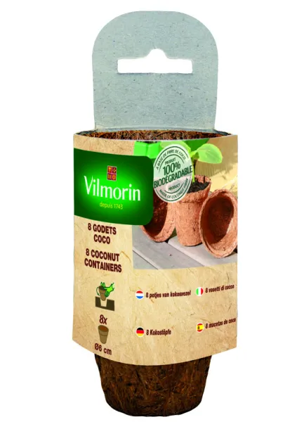 Accessoires pour semer - Godet Coco Rond - 6 cm (x8) - face recto