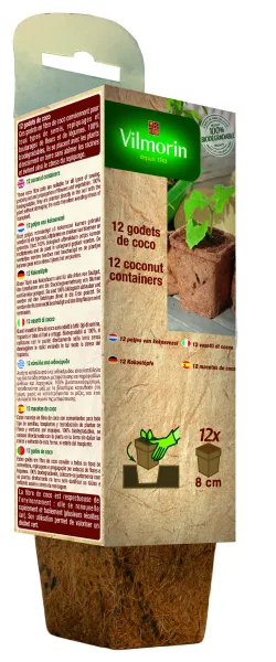 Accessoires pour semer - Godet Coco Carré - 8 cm (x12) - face recto