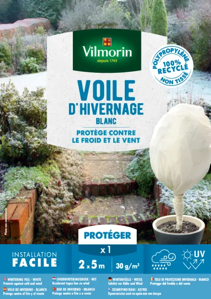 Croissance et protection des végétaux - Voile d'hivernage - 2 m x 5 m - Blanc - face recto