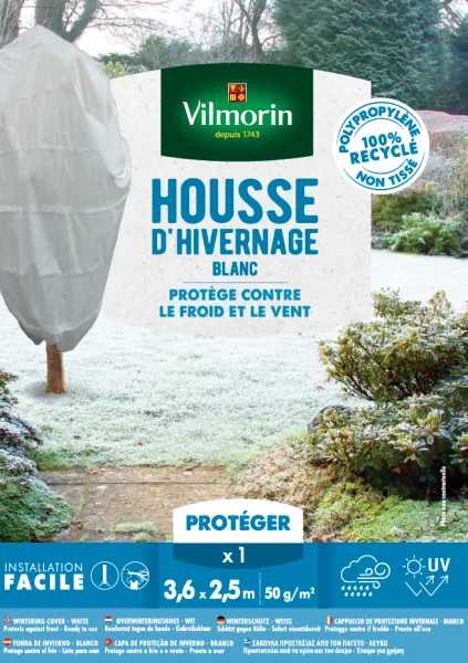 Croissance et protection des végétaux - Housse d'hivernage - 3,6 m x 2,5 m - Blanc - face recto