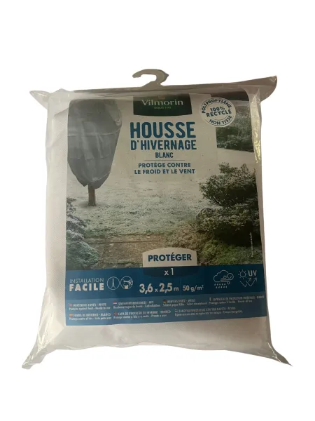 Croissance et protection des végétaux - Housse d'hivernage - 3,6 m x 2,5 m - Blanc - PACKAGING_RECTO