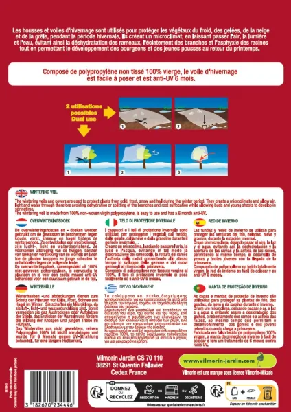 Croissance et protection des végétaux - Voile d'hivernage - 2 m x 10 m - MEDIA_PACKAGING_VERSO
