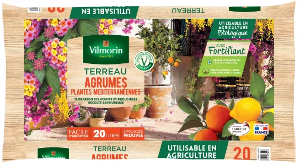Terreaux, amendements et fumier - Terreau Agrumes Plantes Méditerranéennes - 20 L - face recto