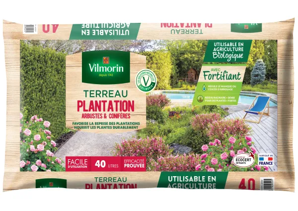 Terreaux, amendements et fumier - Terreau Plantations Arbres Haies - 40 L - face recto