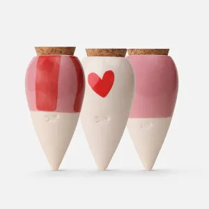 Mini Olla Coeur - Rose - Rayé  (x3)