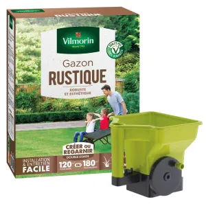 Gazon Rustique - 3 kg + Semoir à main Gazon/Engrais