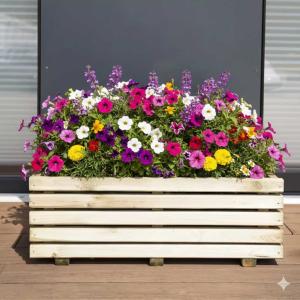 Bac à fleurs rectangle - Bois traité - 60 L